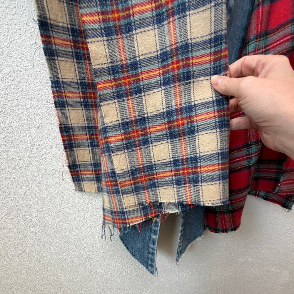 NWOT Greg Lauren Denim Studio Patchwork Plaid Kimono Coat Size S - Picture 11 of 15